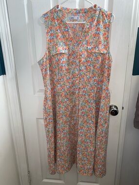 croft & barrow Sleeveless Floral Midi Dress in Orange, Blue & White